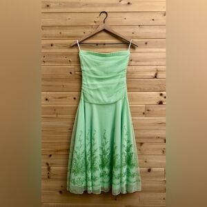 Y2K Ruby Rox Size Small Tinkerbell Green Strapless Mesh Ruched Strapless Dress